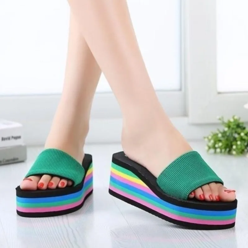 La moda arco iris Zapatos de las Mujeres del Verano Antideslizante Sandalias de Mujer de la Playa de Zapatillas de Alta Calidad EVA de colores Zapatillas zapatos mujer 1