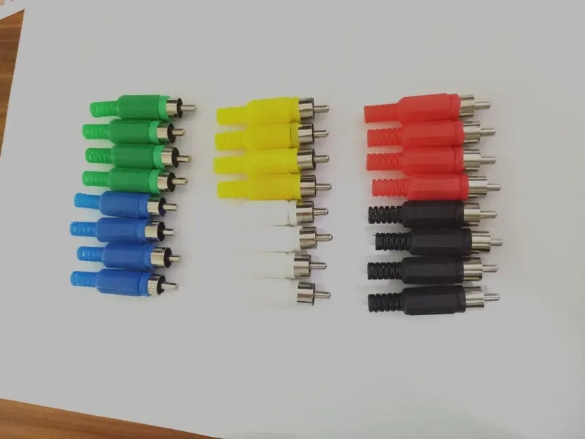60 pcs 6 color conector RCA Tipo de material de Audio adaptador de Cable de Nuevo 1