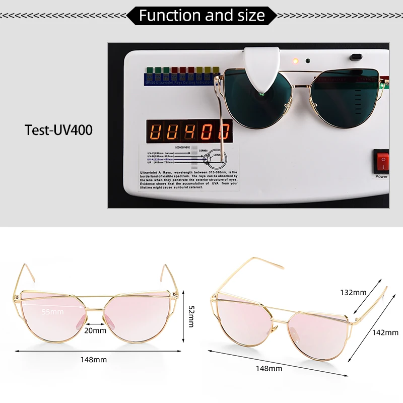 W&E de la Moda Nueva de Ojo de Gato Gafas de sol de las Mujeres de Espejo Reflectante de Lujo de la Marca del Diseñador de aleación de Metal Marco de la Lente UV400 Gafas de sol Retro 1