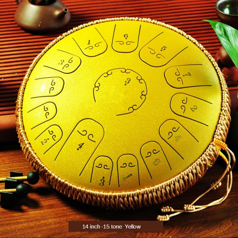 15 Melodía de la Mano de Pan Tanque Tambor de 14 Pulgadas de Acero de la Lengua de Pad de Percusión Tanque de Palos de la Bolsa de transporte de música Libre de la hoja 1