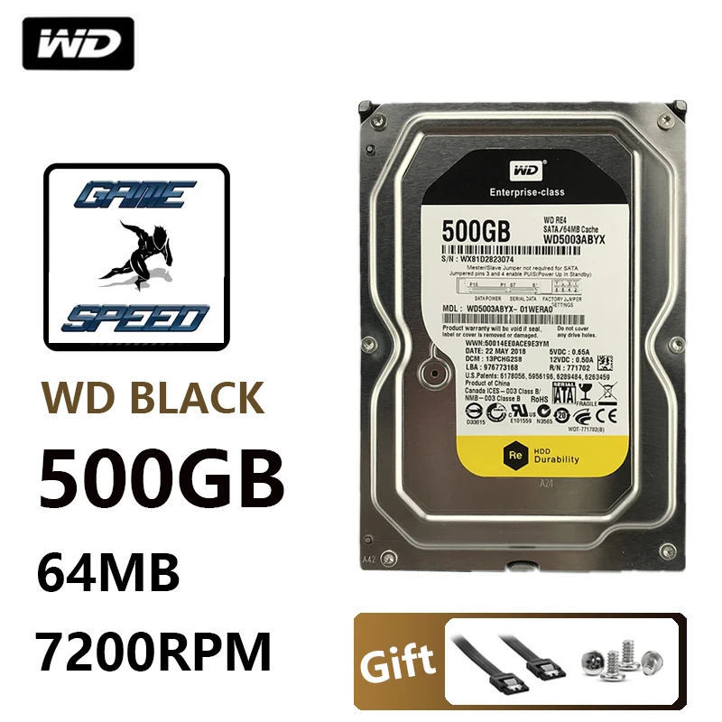 WD Negro 500G disco duro juego de escritorio gamer de juegos mecánicos disco negro de puerto serie 7200 64M 1