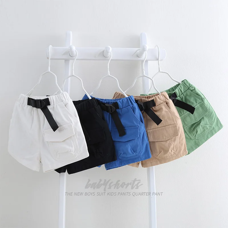 2021 Moda De Verano De 2 A 10 Años Americano Europeo De Estilo Diseño Infantil De Deportes De Color Sólido Elástico Pantalones Cortos De Algodón Para Niños De Bebé Niño 1