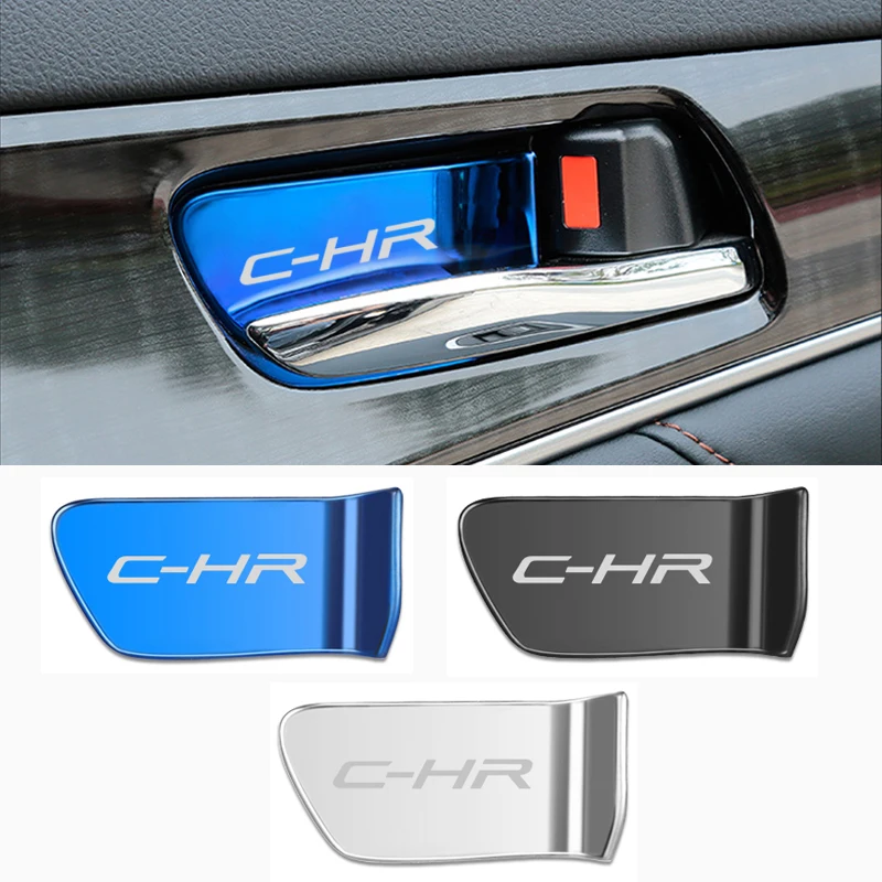 4pcs coches de acero inoxidable manija de la puerta interior adorno autoadhesivo para Toyota CHR C-HR Accesorios de Coches Estilo 1
