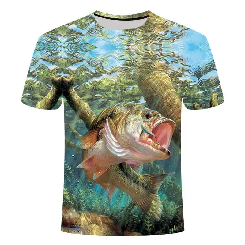 2020 de pesca nuevos camiseta de estilo casual Digital de peces en 3D de Impresión t-shirt Hombres Mujeres camiseta de Verano de Manga Corta O-cuello Tops y Camisetas s-6xl 1