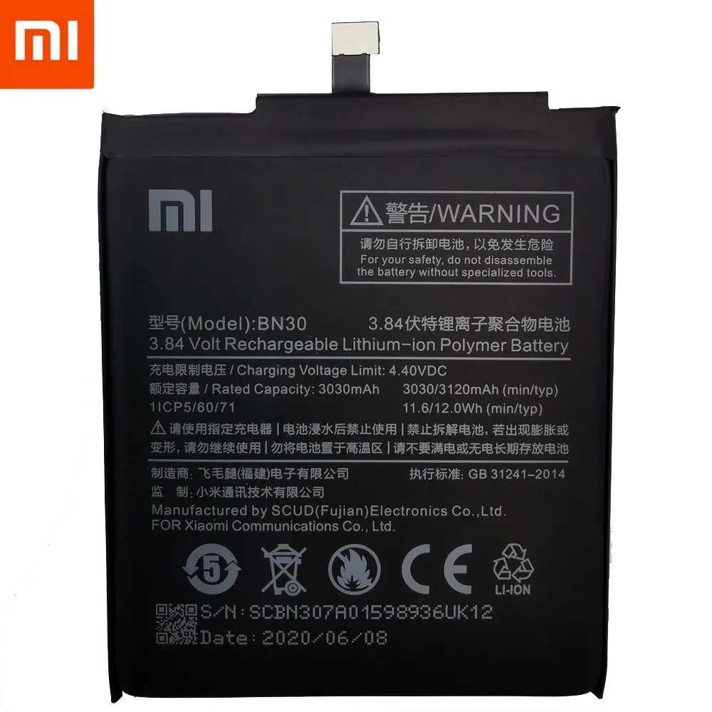 BN30 BN41 BN43 BM46 BM47 Batería Para Xiaomi Hongmi Redmi 4A Nota 4 4X MTK global Snapdragon 625 Nota 3 3 Pro 3 3 3X Batería 1