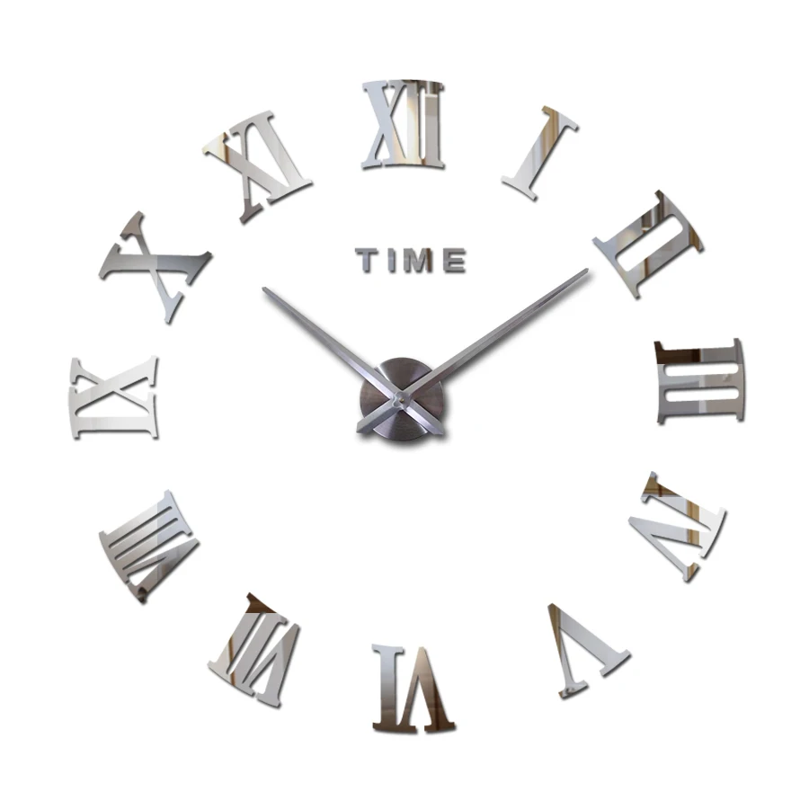 Gran espejo acrílico reloj de pared diy reloj de cuarzo de una Sola Cara de los relojes de casa moderna de la decoración de la sala de estar círculo romano pegatinas 1