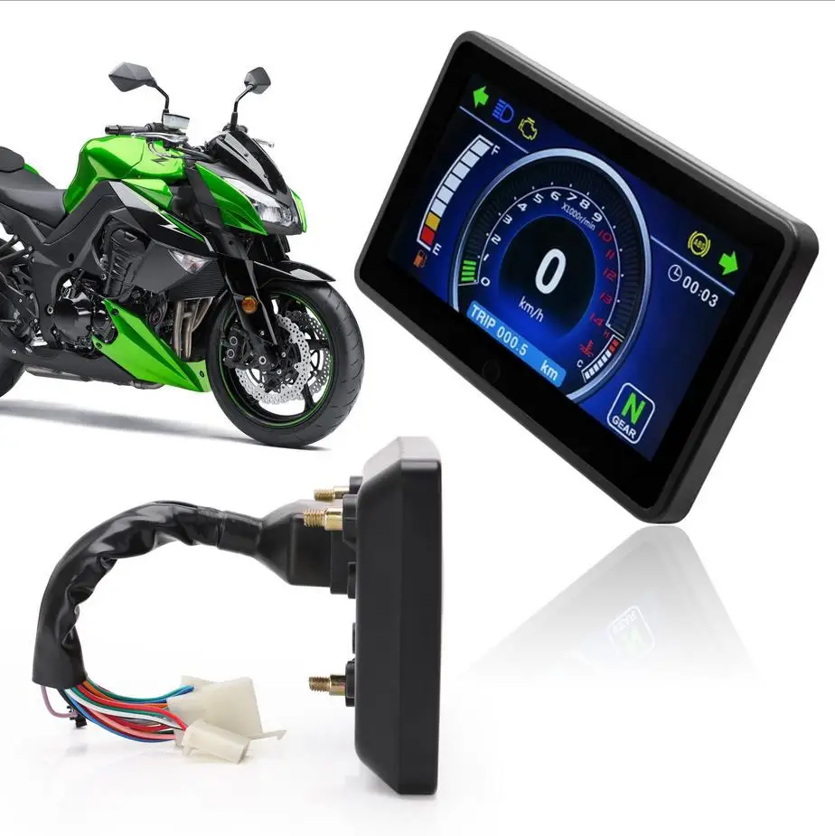 Universal de la Motocicleta 1 2 4 Cilindros Pantalla LCD de panel de Instrumentos con Velocímetro Digital Medidor de Velocidad del Multi-funcional Accesorios 1