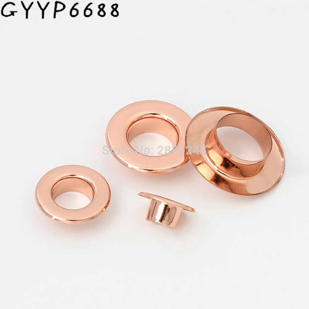 10-30-100pcs de cobre de 6mm 8mm 10mm 12mm de oro Rosa empujado bolsas de ojal de metal de montaje accesorio de hardware presionado ronda de ojales 1