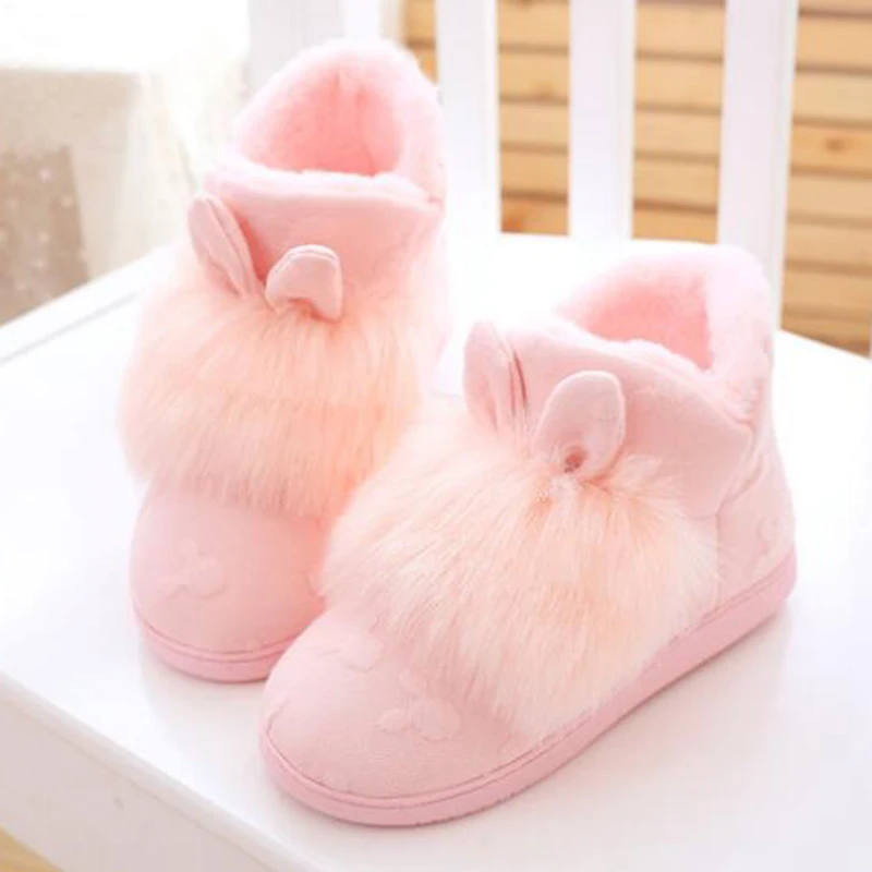 COVOYYAR las Mujeres Botas de Nieve Caliente Conejo Oído Casa de Invierno Zapatos de 2019 Comodidad de Piel Plana Botas de Tobillo de Suelo antideslizante de Algodón Zapatos de WBS913 1