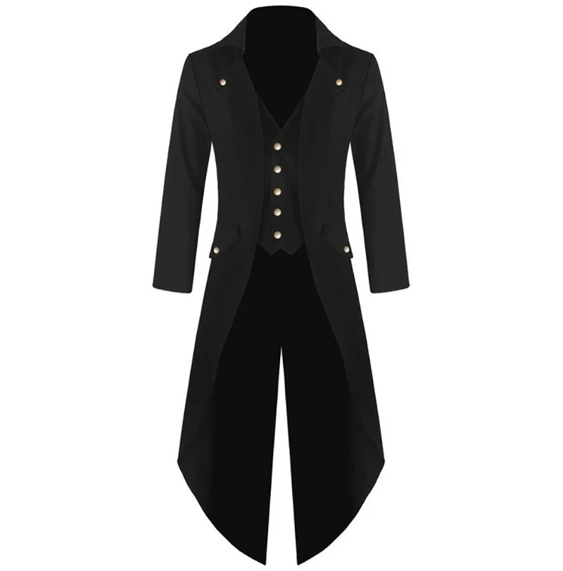 JIEZUOFANG Victoriana Traje Tuxedo Negro de la Moda de Frac, Gótico Steampunk Chaqueta de Abrigo de Frac Traje de cola de milano Uniforme 1