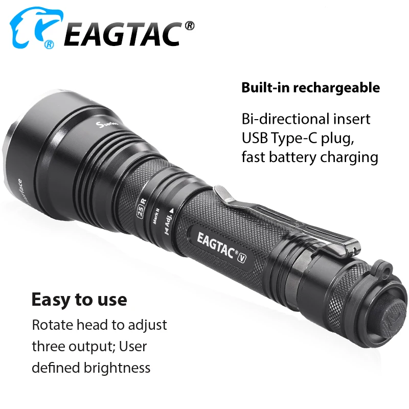 EAGTAC S25V Linterna Táctica de Caza de la Antorcha USB Recahargeable 664 Metros 21700 5000mAh de la Batería Impermeable Deber de Luz 1