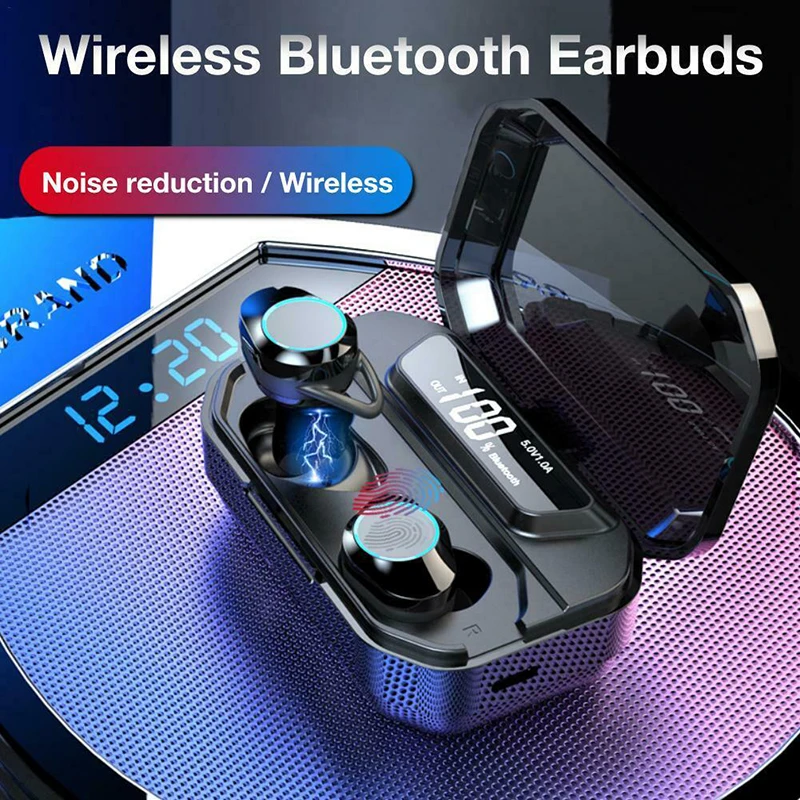 AERBOS Auriculares Inalámbricos Bluetooth 5.0 Auricular Impermeable Auriculares Con 3000 Mah Banco de Potencia Estéreo de alta fidelidad Auricular Fone De Ouvido 1