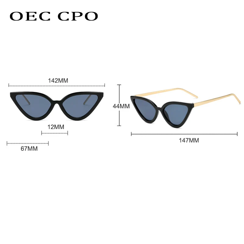 OEC CPO de la Moda de Ojo de Gato Gafas de sol de las Mujeres de la Marca de Tendencia Triángulo Negro del Marco de Gafas de Sol de Mujer los Hombres de la Vendimia Gafas UV400 oculos 1