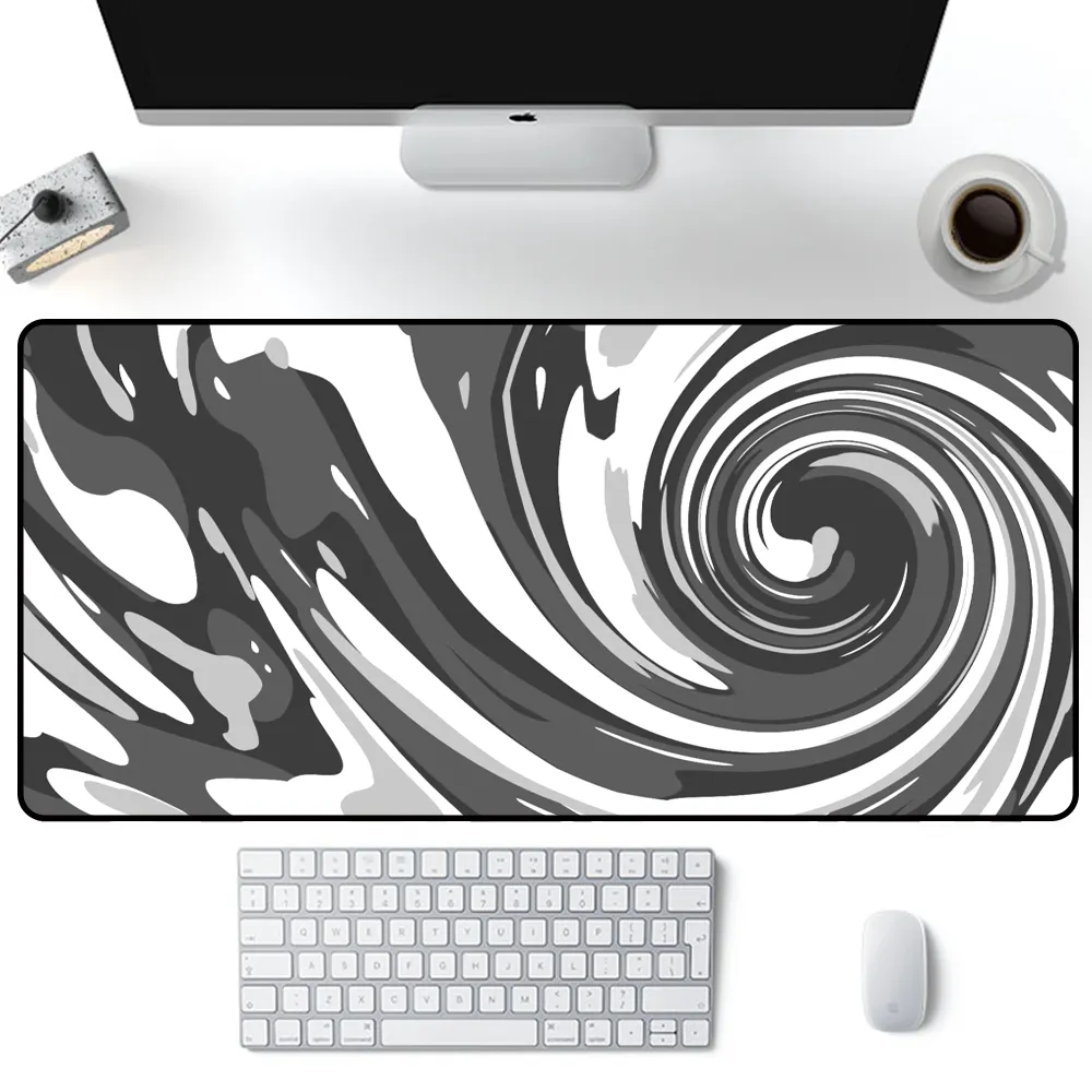 Negro Blanco Mousepad de Arte Cojín de Ratón de Gran tamaño mini pc de Alfombras Tapetes de Escritorio, Accesorios de Slipmat 900x400 Mesa de Tapete para la Mesa del Ordenador 2