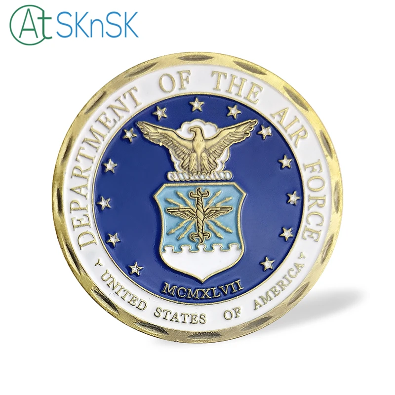 1PC Departamento De La Fuerza Aérea Reto de la Moneda la Excelencia en Todo lo que Hacemos, la Integridad de Primera, el Servicio Antes de Auto, de la USAF de Monedas de Colección 2