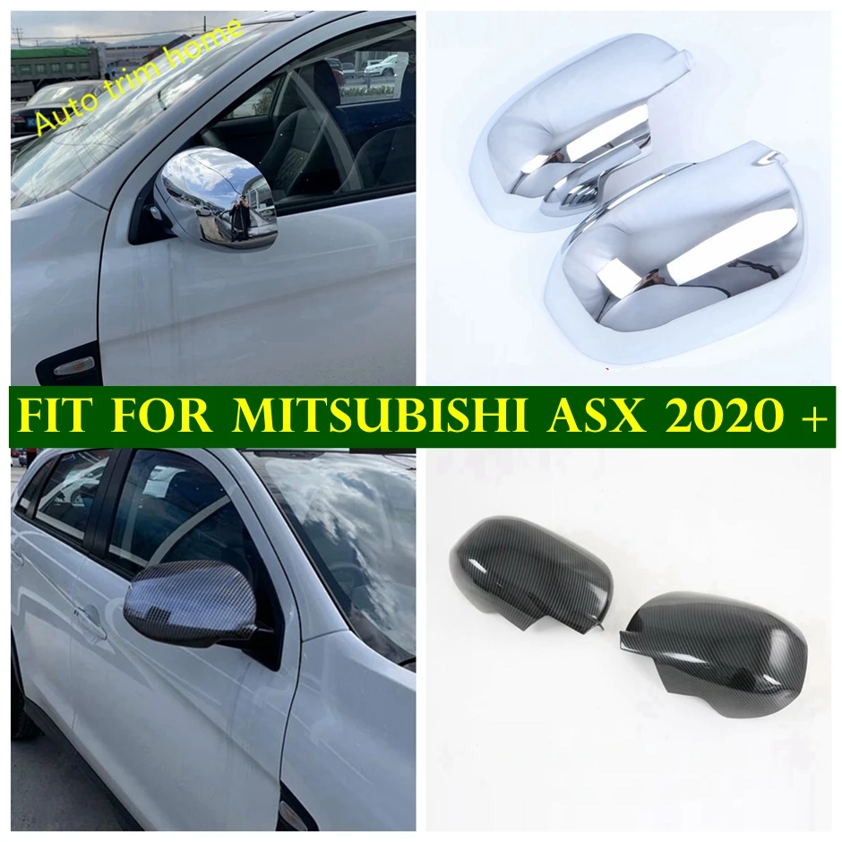 ABS Cromo / de Fibra de Carbono Aspecto Exterior Reinstale el Kit de Ajuste Para Mitsubishi ASX 2020 2021 Espejo Retrovisor Tapas de la Decoración de la Cubierta de Recorte 2