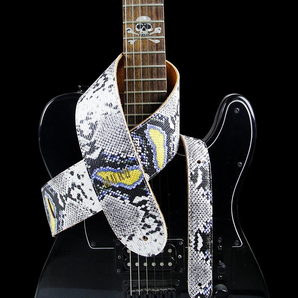MUKU correa para Guitarra bajo la correa de cuero de las correas de cuero de alta calidad de la serpentina de diseño de Tres opciones de color de accesorios de guitarra 2