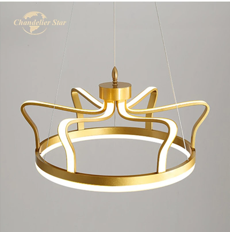 De lujo de LED, Lámparas de araña de Accesorio de Iluminación Moderno Hierro de Oro Corona de Aluminio Redondo Colgante Colgantes Lámparas de Dormitorio, Sala de estar Luces 2