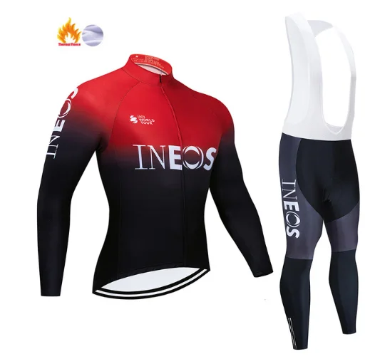 Los hombres del 2020 INEOS Invierno forro Térmico de Manga Larga Jersey de Ciclismo conjunto de MTB de la Bicicleta la Ropa al aire libre de ropa Deportiva Transpirable 2
