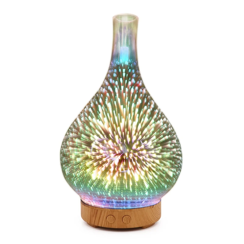 3D de Fuegos artificiales Jarrón de Cristal de Forma Humidificador de Aire con 7 Colores Led Luz de la Noche Aroma del Aceite Esencial Difusor Mist Maker Ultrasónico Humi 2