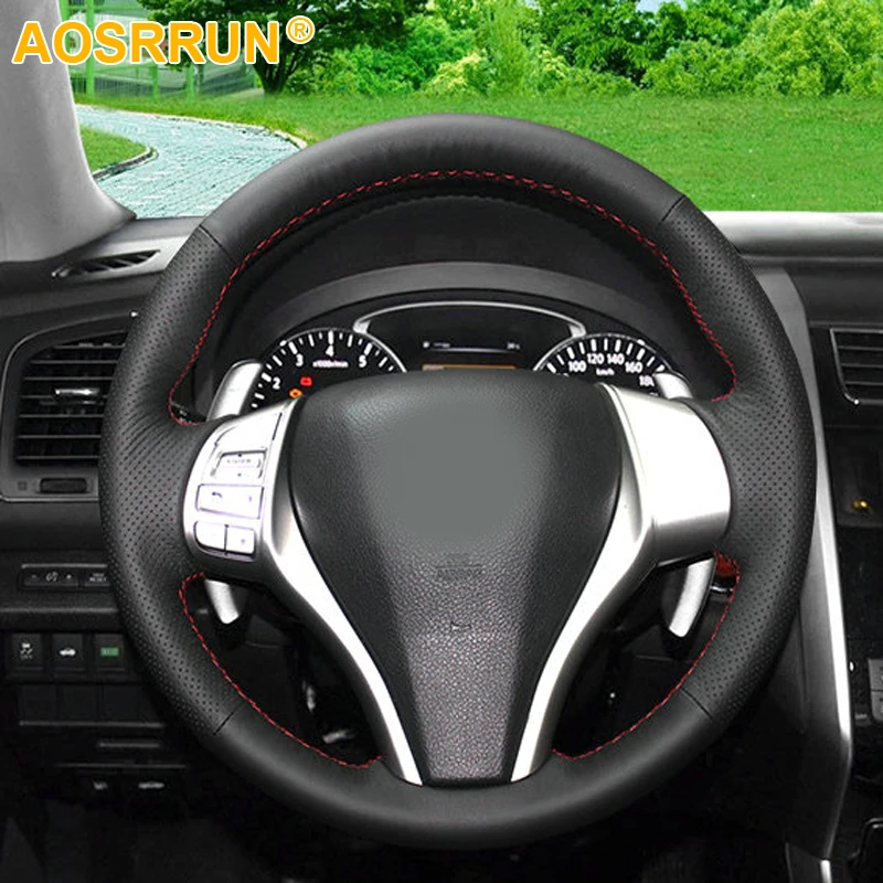 AOSRRUN de los accesorios del Coche de cuero Genuino de Dirección del Coche ruedas de cubierta Para Nissan Teana Altima 2013-2016 de la X-Trail QASHQAI Rogue Sentra 2