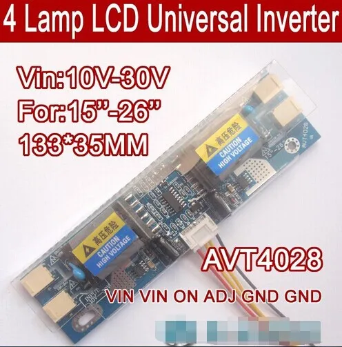Envío libre 10PCS AVT4028 PC MONITOR LCD CCFL 4 LÁMPARA universal inversor del lcd de la junta,4 Lámpara 10V-30V Para 15 a 26