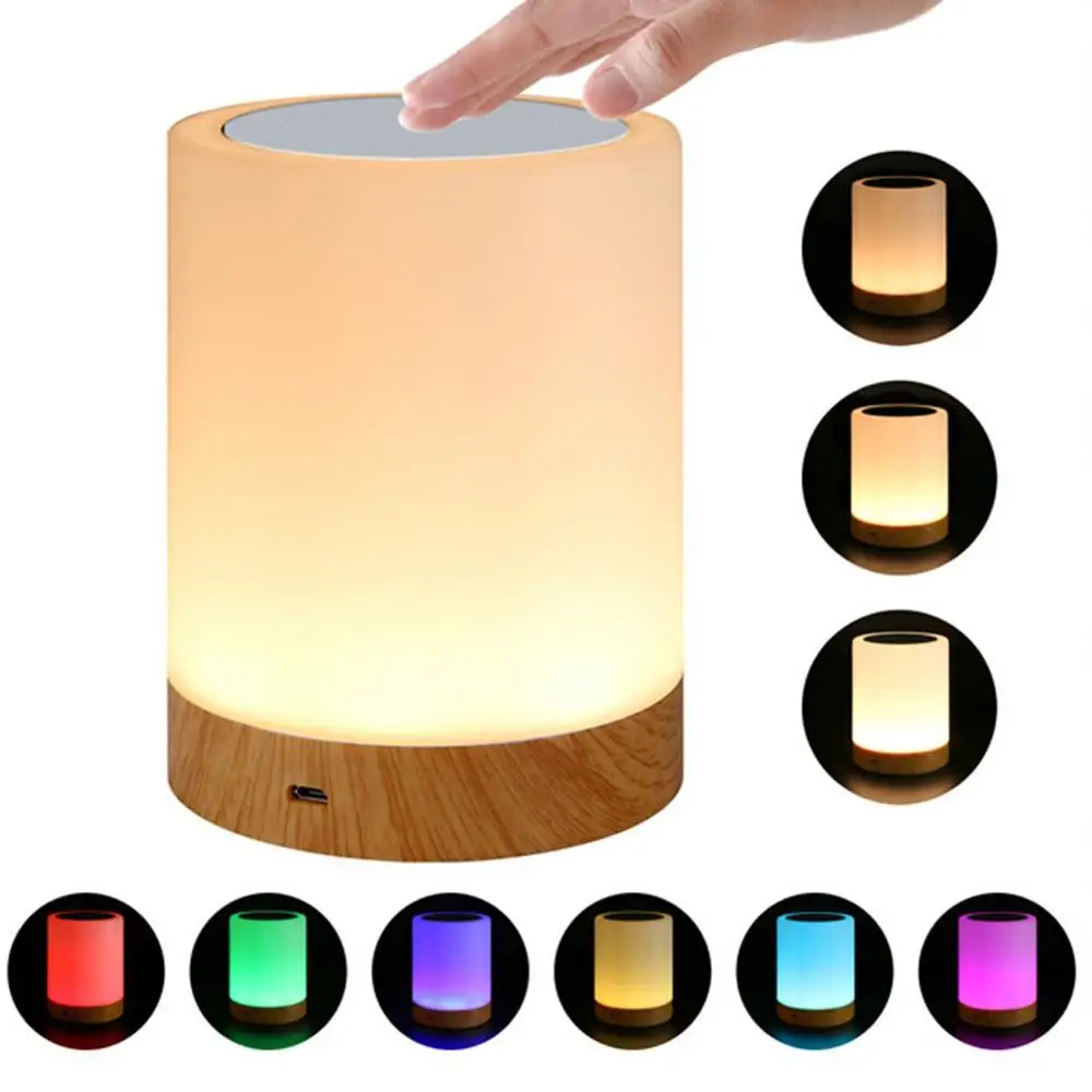 6 Colores de Luz ajustable LED de colores Innovadores Grano Rechargeble la Lamparita de la Tabla de Cabecera de Enfermería de la Lámpara de la Respiración Toque de luz 2