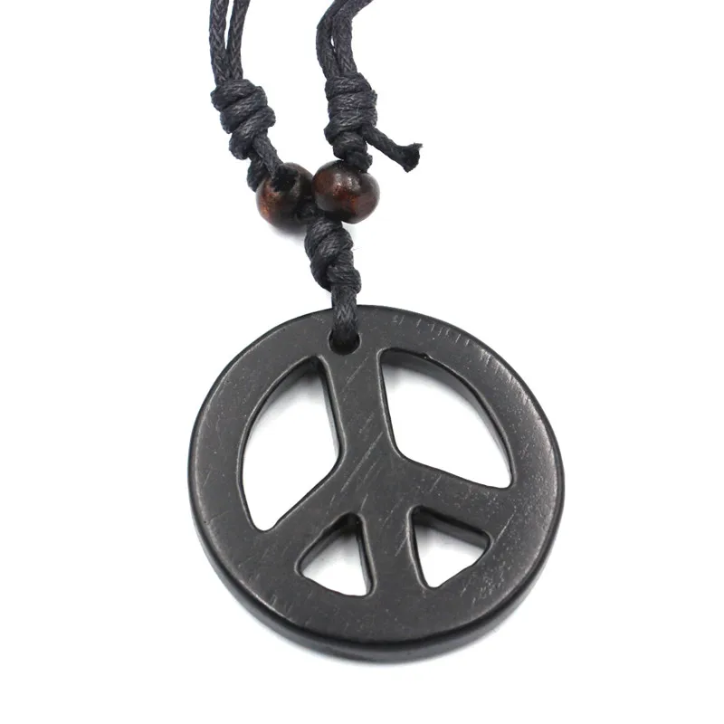 12PCS Retro Resina Anti-Guerra a la Paz Collar Puro hecho a Mano Símbolo de la Paz Collar Suéter Cadena de la Joyería de Regalo de Tres Colores Opcionales 2