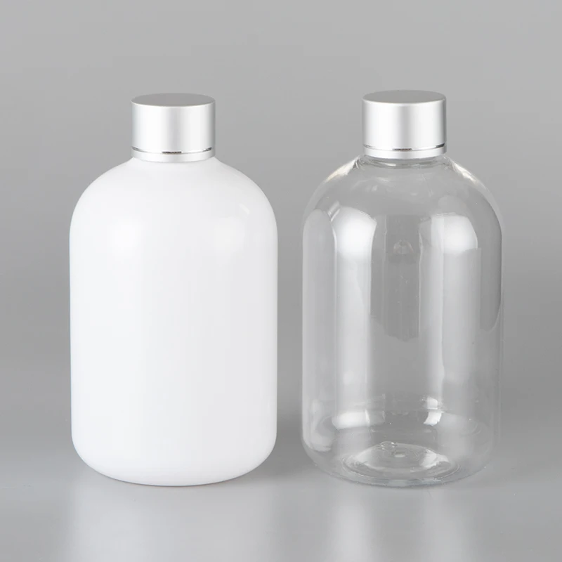 350 X 30 Plata Anodizado de aluminio Tapón de rosca de color Blanco y Transparente Botella De Tóner Gel de Ducha de Cuidado Personal Contenedor de Líquidos 2