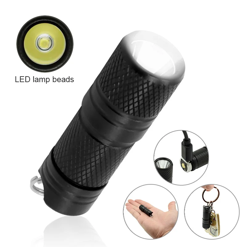 Super Mini Llavero Linterna Luz USB Recargable LED Linterna Pequeña Linterna Incorporada de la Batería de Bolsillo Impermeable de la Lámpara de la Antorcha 2