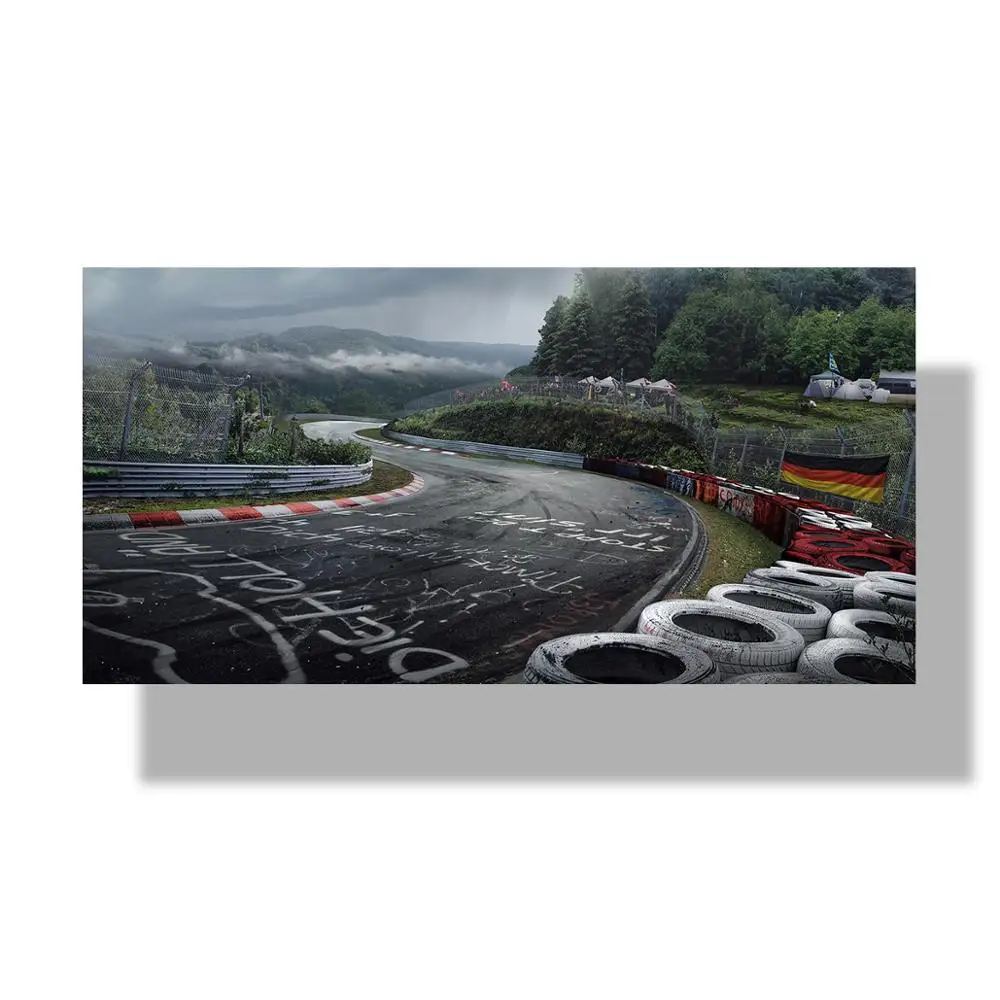 Arte de la pared Cartel de Nurburgring Rally de la Carretera de los Deportes de Pista del Coche de HD de Impresión de la Lona Pintura del Paisaje Forestal Sala de estar Decoración para el Hogar en la Imagen 2