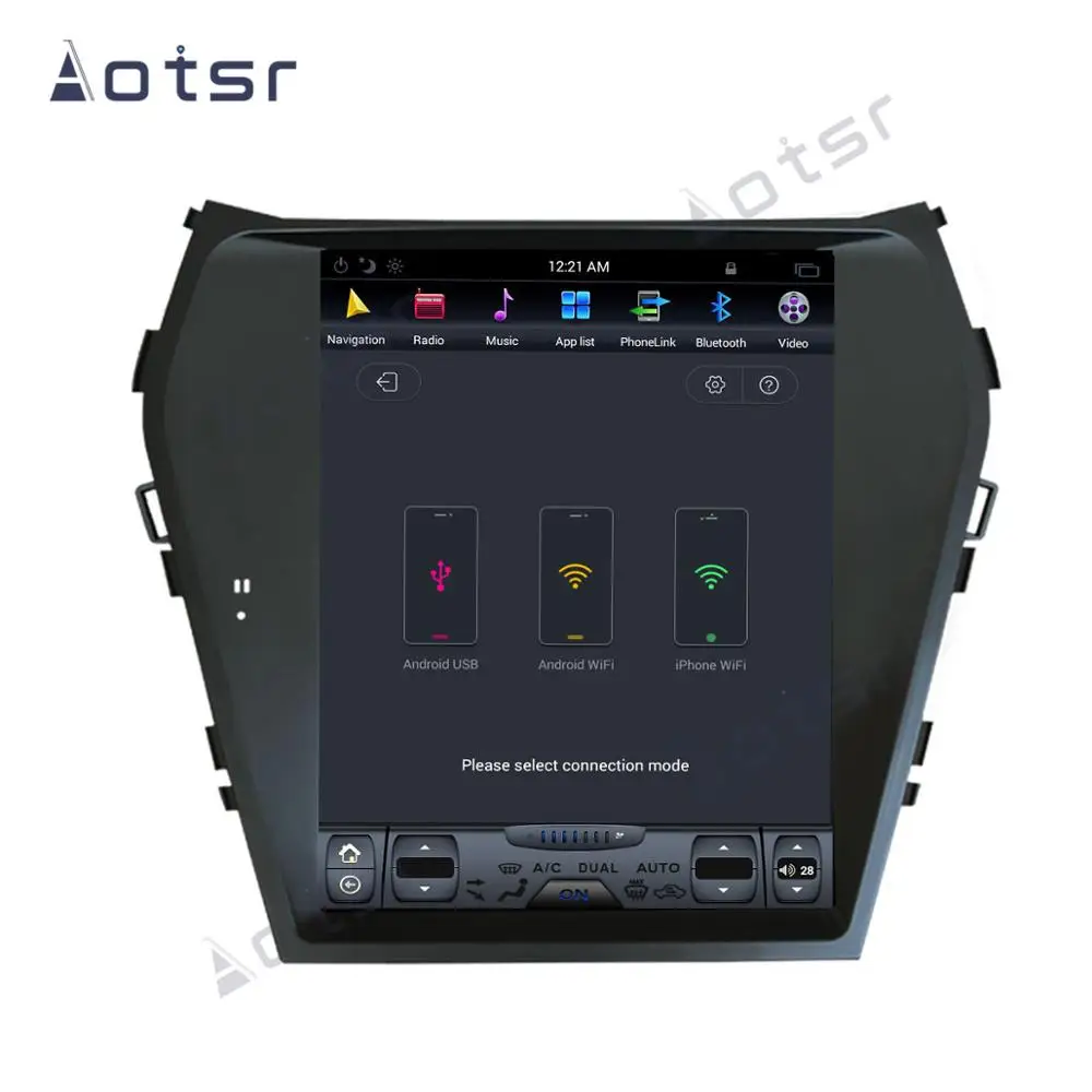 Android 9.0 Tesla Coche GPS Navi multimedia Para Hyundai Santa Fe ix45 2013-2018 auto stereo radio grabadora No DVD jefe de la unidad de 2