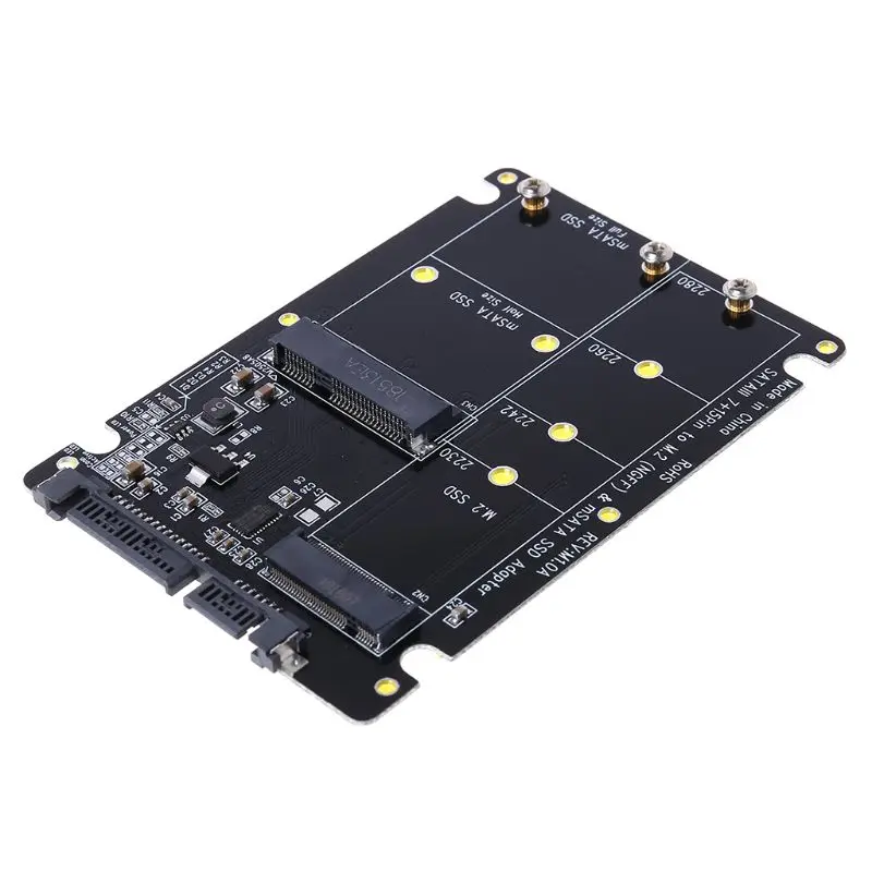 2 En 1 M. 2 NGFF B+M Clave de la tarjeta Mini PCI-E o SSD mSATA a SATA III de la Tarjeta de Adaptador para la Plena SSD Msata/ 2230/2242/2260/M2 22x80 2