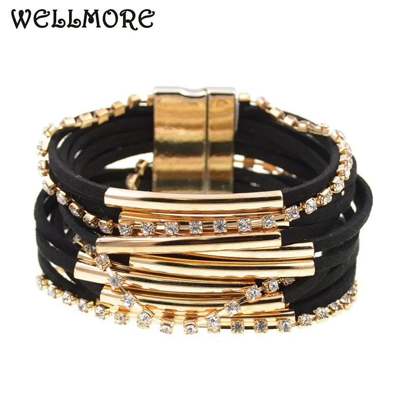 WELLMORE de metal de oro de tubería de cobre de pulseras para las mujeres de bohemia pulseras wrap pulseras de moda de la joyería al por mayor dropshipping 2