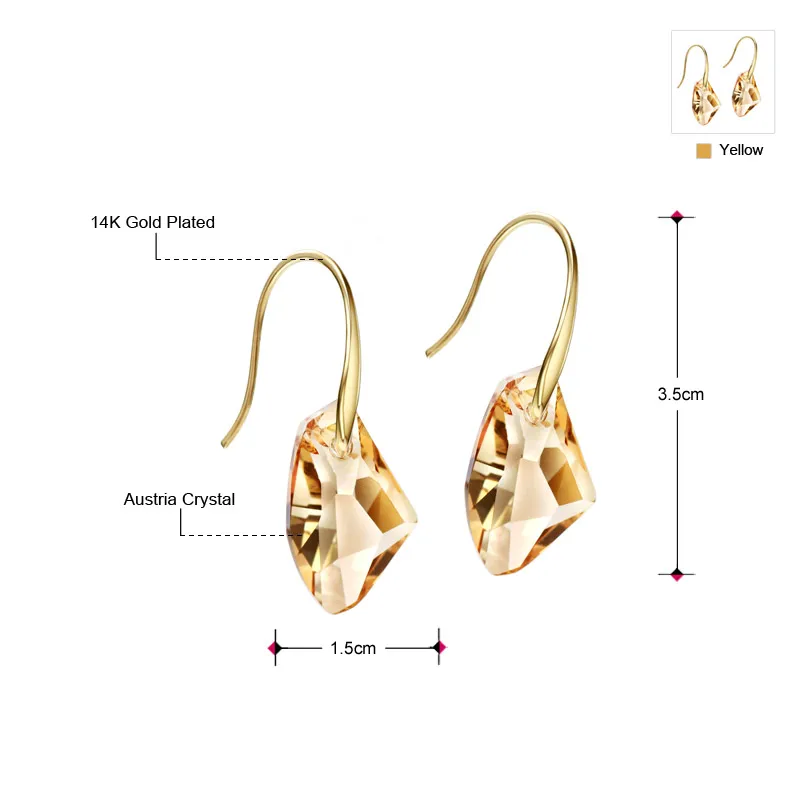 Neoglory Amarillo Cristal Austriaco Encanto Cuelgan Pendientes de la Gota de las Mujeres de la Moda Nupcial de Regalo de la Joyería de 2020 Nueva Marca de Moda JS9 2