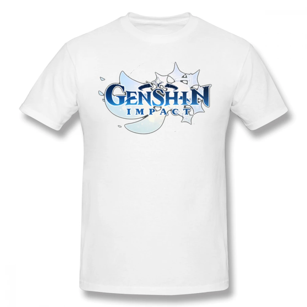 Genshin Impacto de la Acción de Juego de Rol 2020 de la Nueva Llegada de la Camiseta Azul con cuello redondo de Algodón para Hombres 2