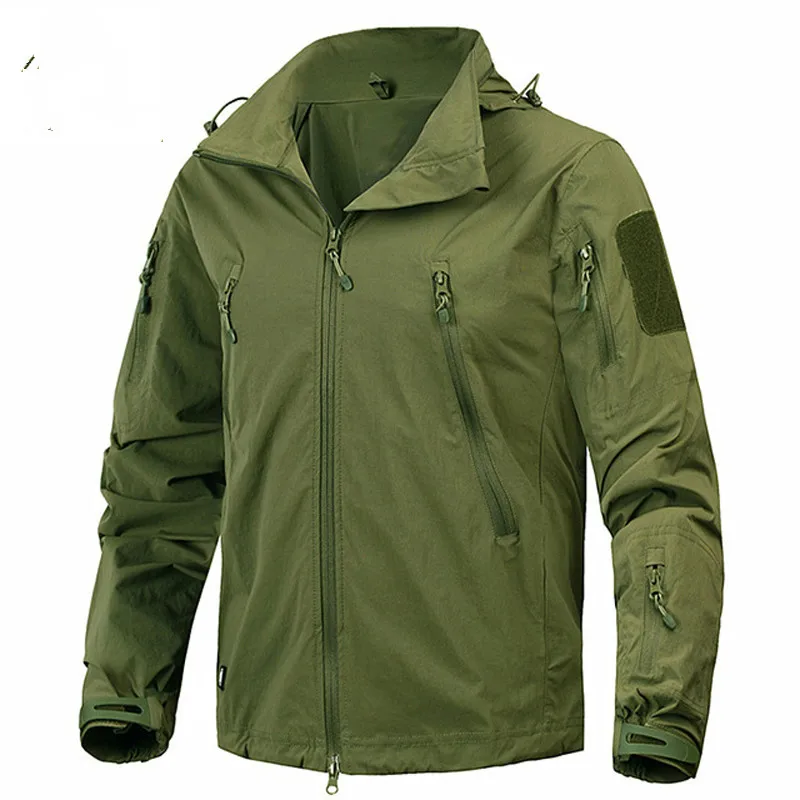 Nueva 2018 Impermeable a prueba de viento táctica Militar chaqueta Outwear Ejército de los estados unidos de Nylon Transpirable Luz Rompevientos Abrigo Jaqueta masculina 2