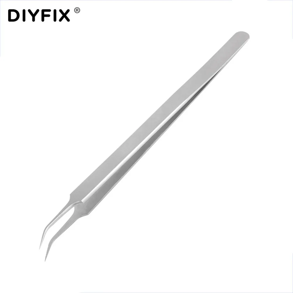 DIYFIX Ultra Precisión Pinzas de Acero Inoxidable Curvado Pinzas Alicates con Punta Fina 2