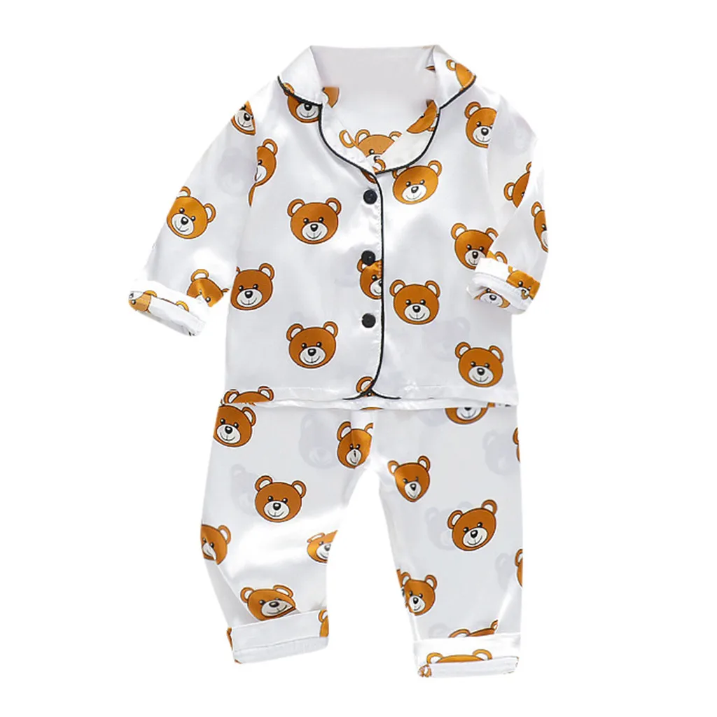 Bebé Pijamas Conjunto de Niño Ropa de Niños del Bebé de Manga Larga Sólido Tops+Pantalones Pijamas ropa de dormir Trajes vetements pour enfants 2