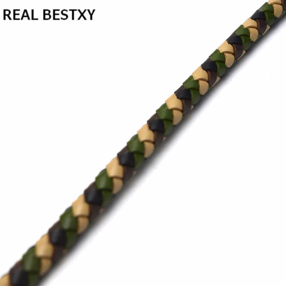 REAL XY 1m/lote de 6mm auténtico cordón de cuero redondo trenzado real roun de cuero nuevo diseño militar para pulseras de cordón de cuero 2