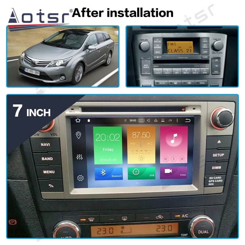 Aotsr PX6 Android 10.0 4+64G de la Radio del Coche de GPS de Navegación DSP Para Toyota Avensis T27 2009+ Coche HD Stereo Video Multimedia Reproductor de DVD 2