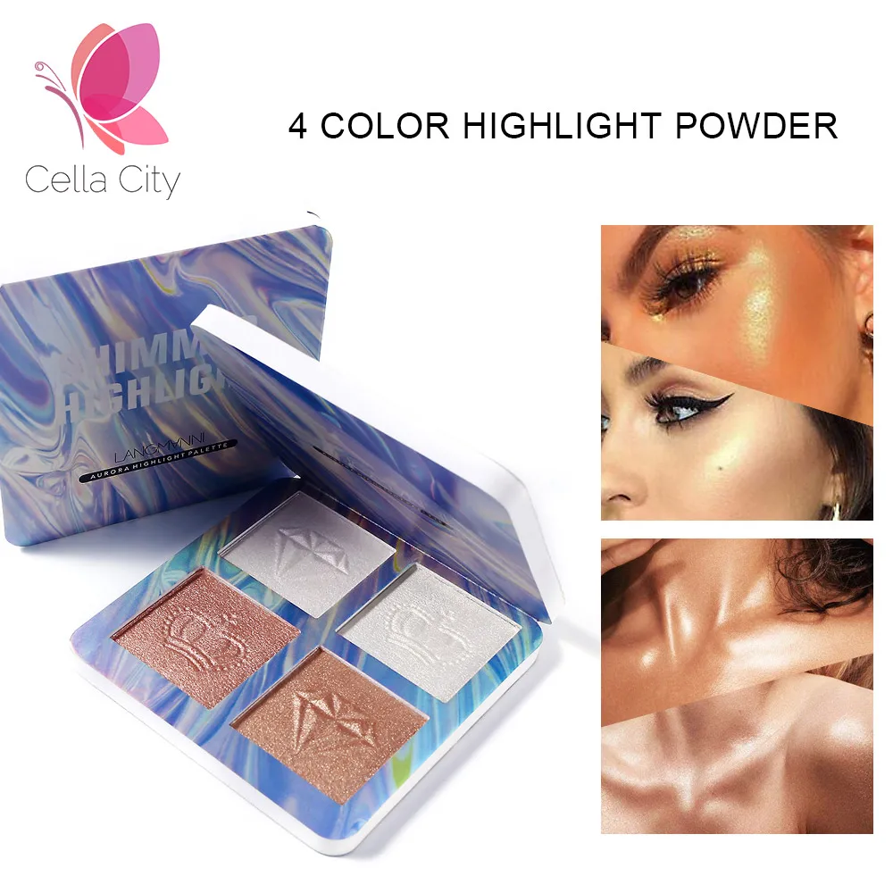 Cella de la Ciudad de cara marcador iluminador bronceador en la cara de brillo y resplandor de maquillaje en polvo glow kit paleta de mujer cosmestic 2