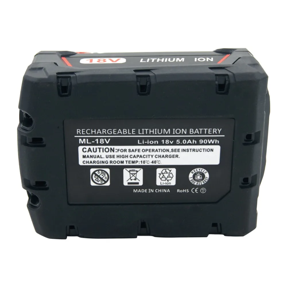 LERRONX 2PCS 18V 5.0 Ah Li-ion de Perforación de reemplazo recargable de la batería para Milwaukee M18 Herramientas eléctricas 48-11-1840 48-11-4850 Li18 2