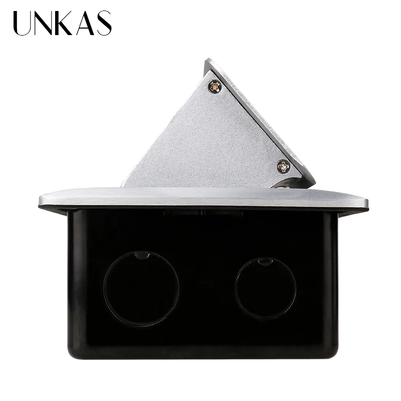 UNKAS de Aluminio Panel Negro 16A Pop en el Piso Zócalo Rusia España UE la Tabla Dual de la Alimentación por USB de Salida 2
