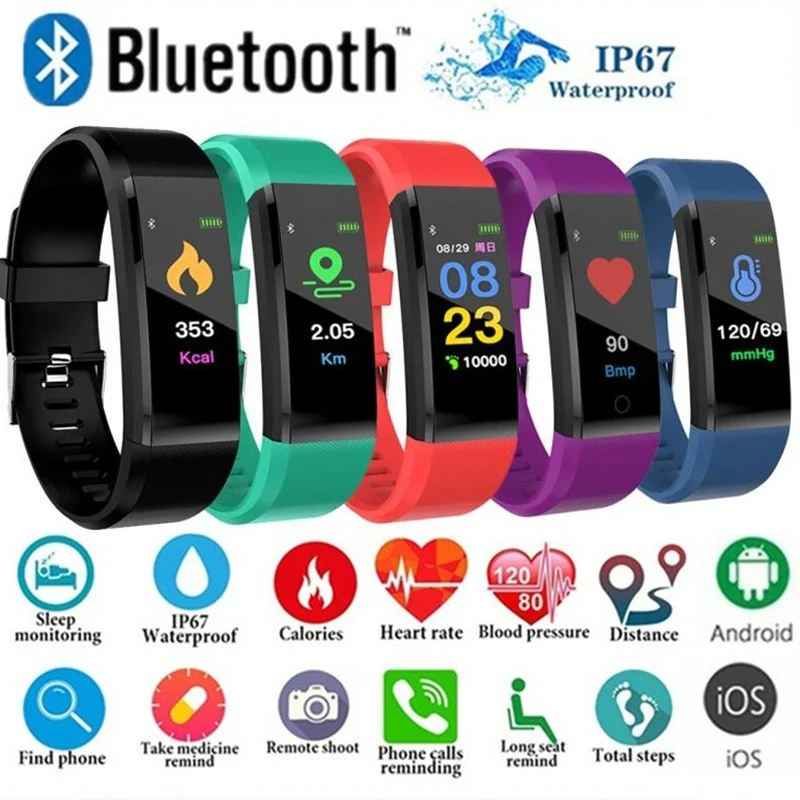 Más De 115 Pulsera Inteligente Bluetooth Deporte Relojes De Pulsera De La Salud De La Frecuencia Cardíaca Presión Arterial Fitness Podómetro Hombres A Prueba De Agua 2