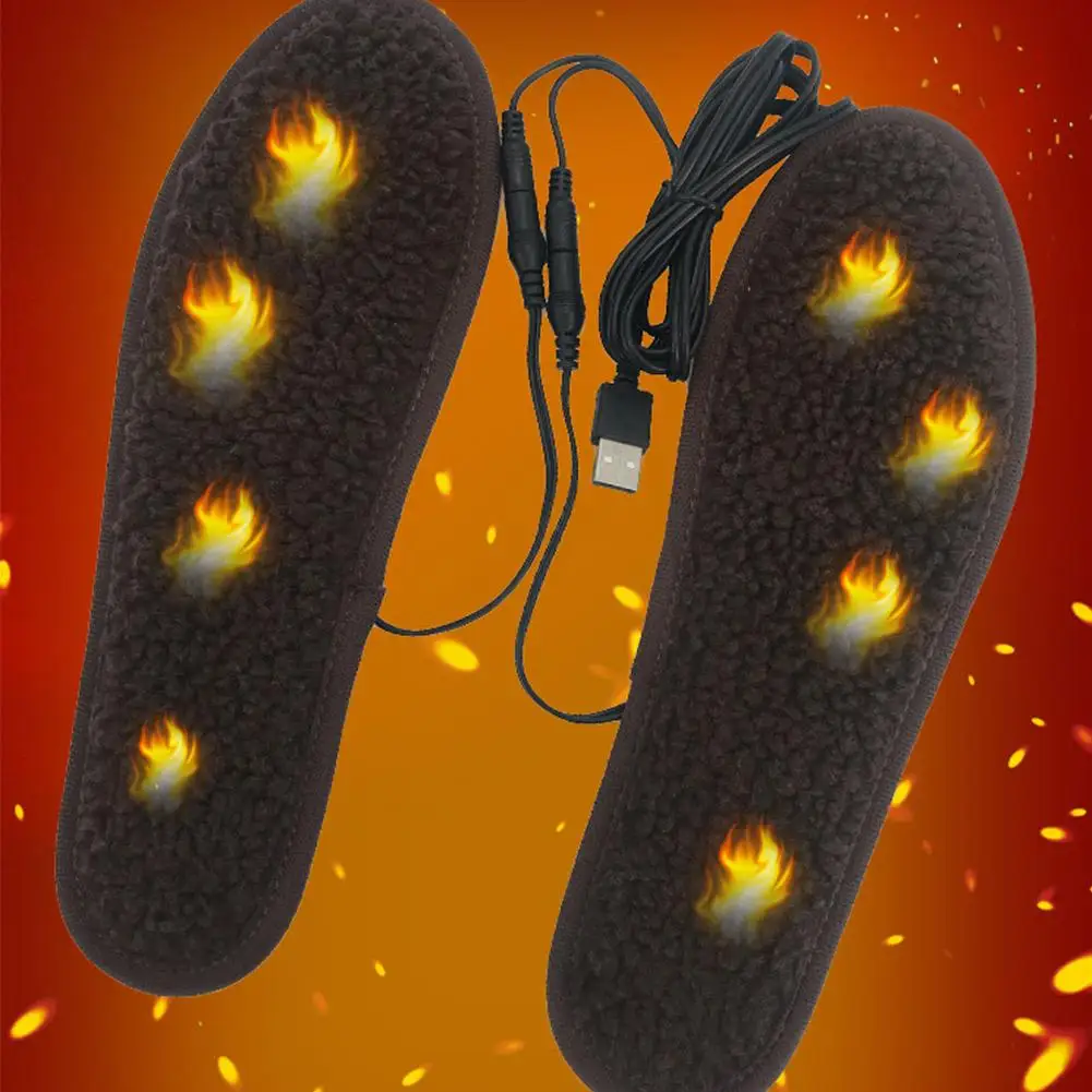 El Nuevo USB Climatizada Plantillas de Zapatos Bereber de Felpa Suave Lavable Para Calentador de Pies Climatizada Plantillas 2