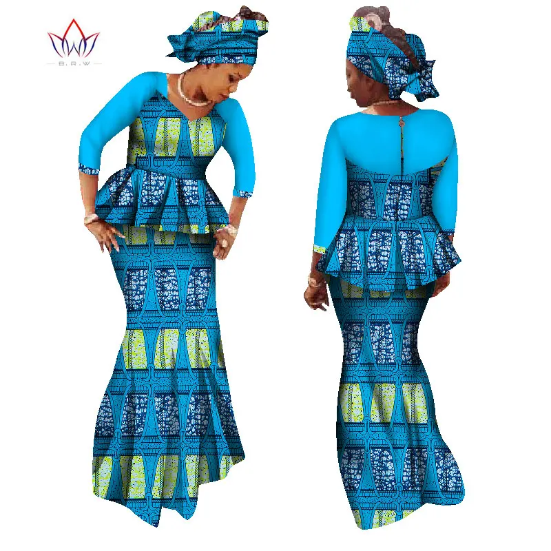 África Conjunto de Falda para las Mujeres Dashiki Top y Falda de África ropa Bazin Más el Tamaño de la Tradicional Africana Ropa WY1325 2
