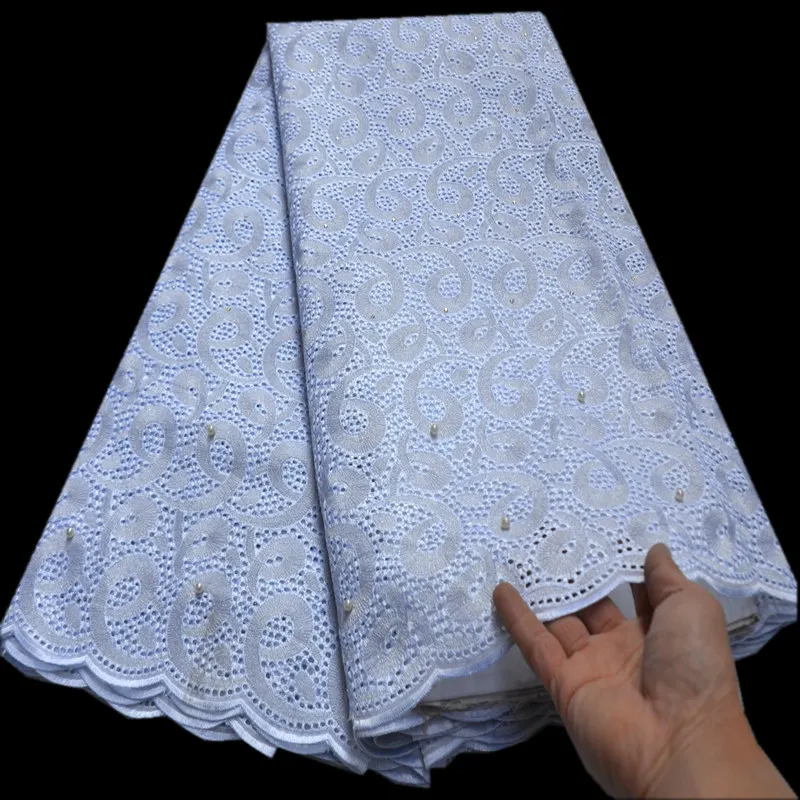 Suizo de alta calidad voile de encaje con cuentas de piedra tissu africain broderie coton de nigeria encaje de telas de algodón de encaje material mv499 2