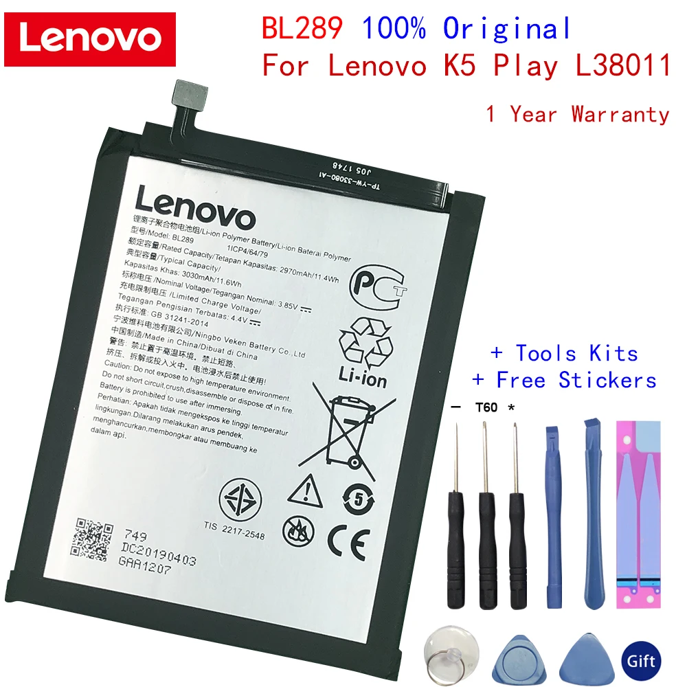 Nuevo original BL289 para Lenovo K5 Jugar BL289 3030mAh de la batería con herramientas de Regalos 2