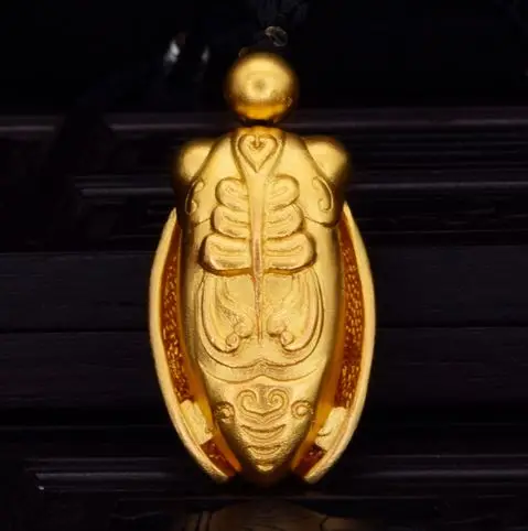 Laos Oro en Polvo, Insectos Colgante Colgante Hereda Método Antiguo del Oro de la Galjanoplastia de Oro de los Insectos de la Cigarra de Oro Collar de la Joyería 2